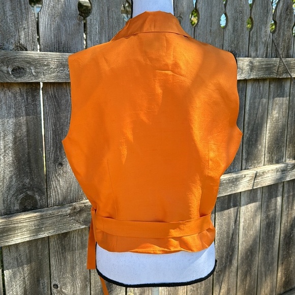 ICE Silk Orange Wrap Blouse Size Large - Picture 4 of 11